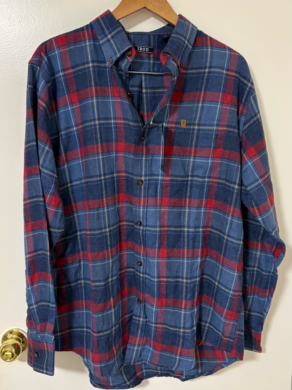 Izod Red and Blue Plaid Button-Down Shirt